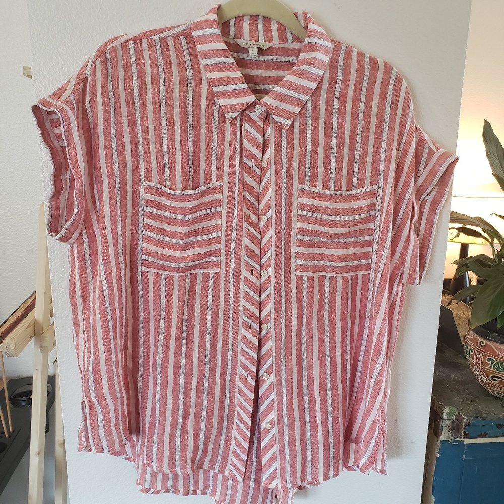 Short sleeve linen button down Lucky Brand Size L